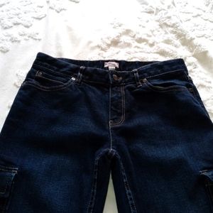 J*Jill Brand Cargo Jeans, Dark Color, Size 6